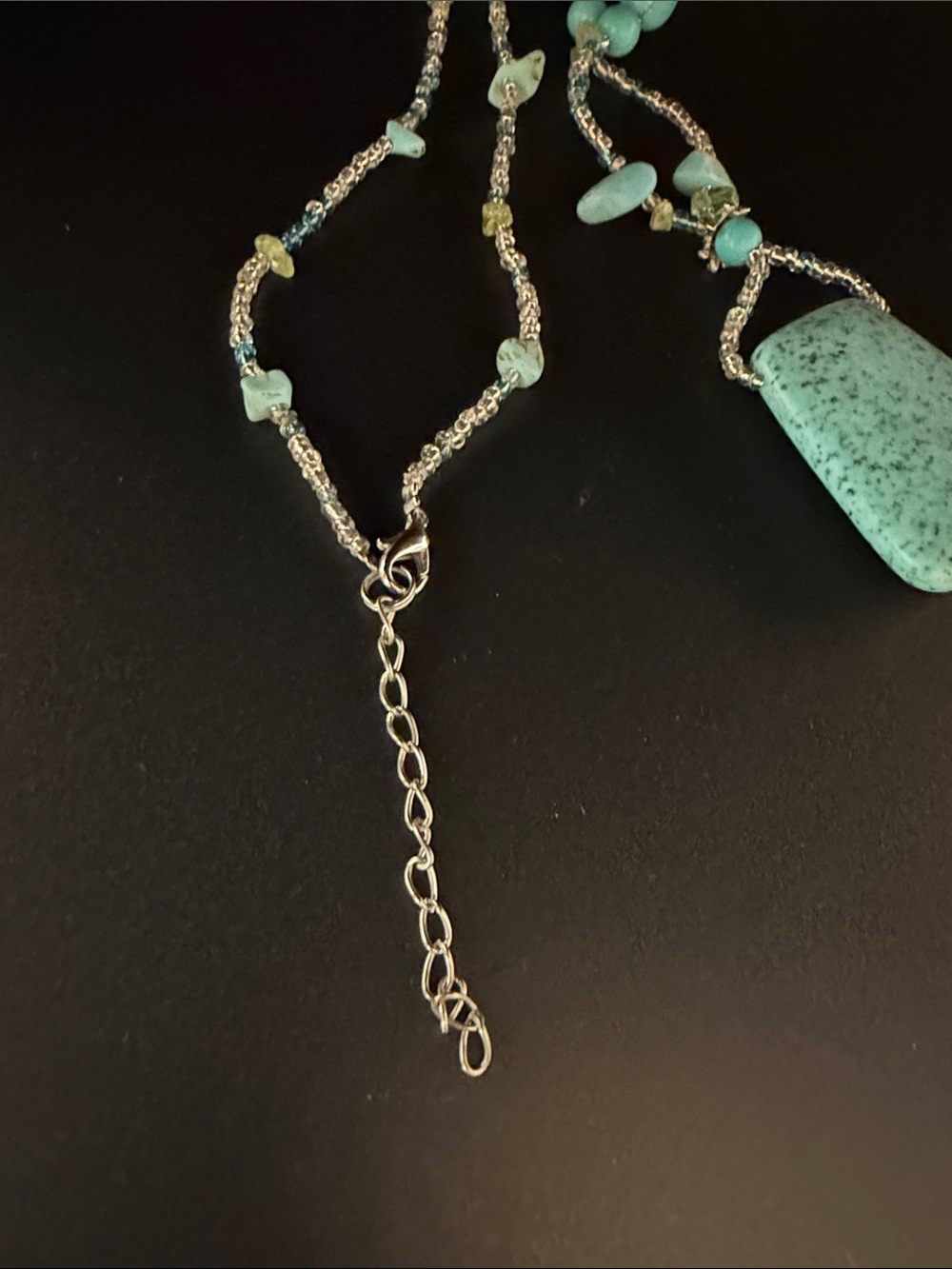 2-piece Set - Turquoise Stone Pendant Necklace + earrings - Picture 3 of 4